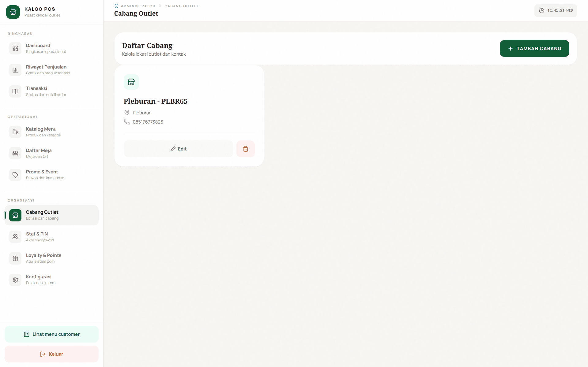 Daftar Cabang Aktif