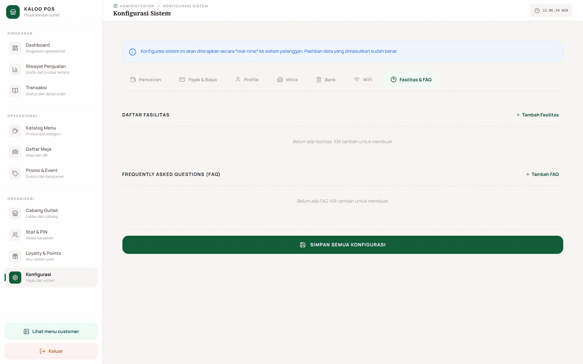 Tab Fasilitas & FAQ